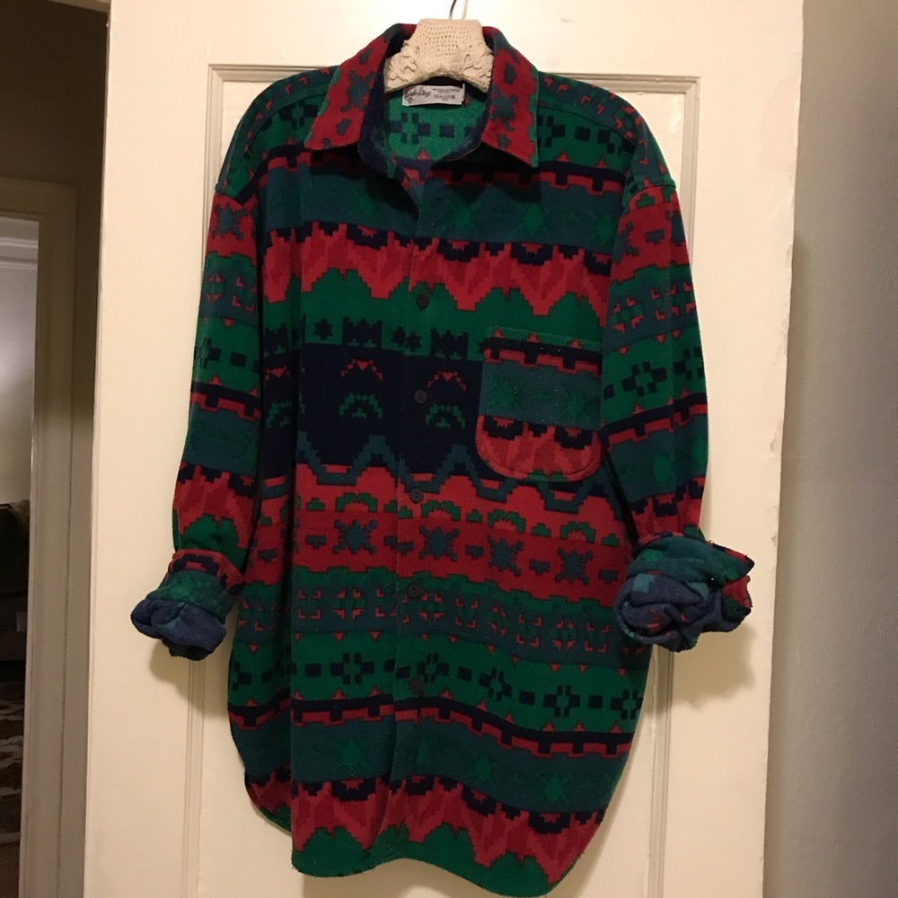 Vintage Aztec Fleece Shirt Jacket